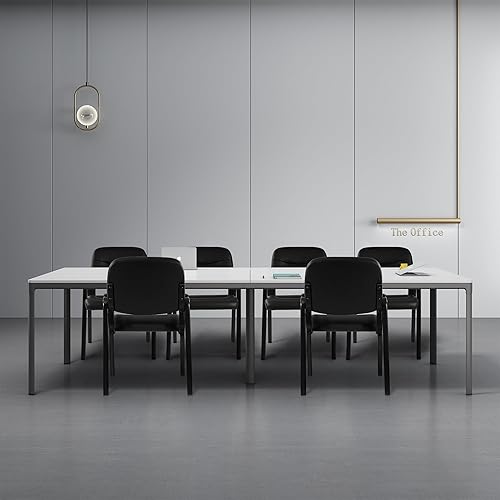 Miniatura 7 de Elevon Juego de 4 sillas de sala de espera sin ruedas, de cuero, estacionaria, oficina, recepción, silla de invitados con brazos acolchados para