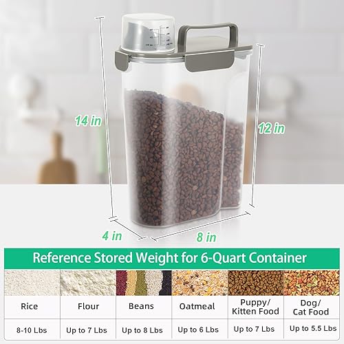 Miniatura 2 de TBMax Recipiente hermético de arroz de 10 libras, dispensador de cereales, contenedor de almacenamiento de alimentos para mascotas, gatos, perros,