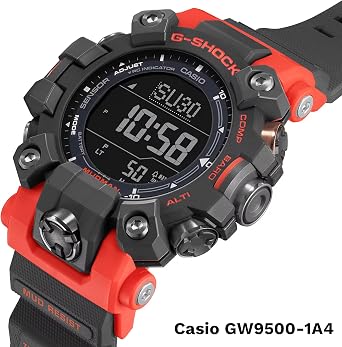 Casio GW9500-1A4 Men's Tough Solar Master of G Red Mudman G Shock Watch Red