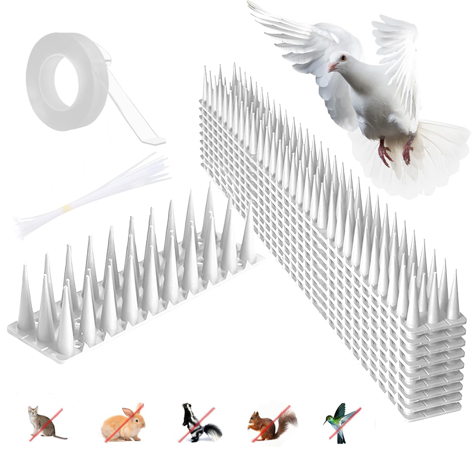 Barriere per Piccioni Plastica, Dissuasori per Uccelli 4.3 M, 10 PCS Spuntoni Anti Uccelli, Punte, Dissuasori per Gatti, Scaccia Piccioni per BalconeTerrazza Finestra (10, Trasparente)