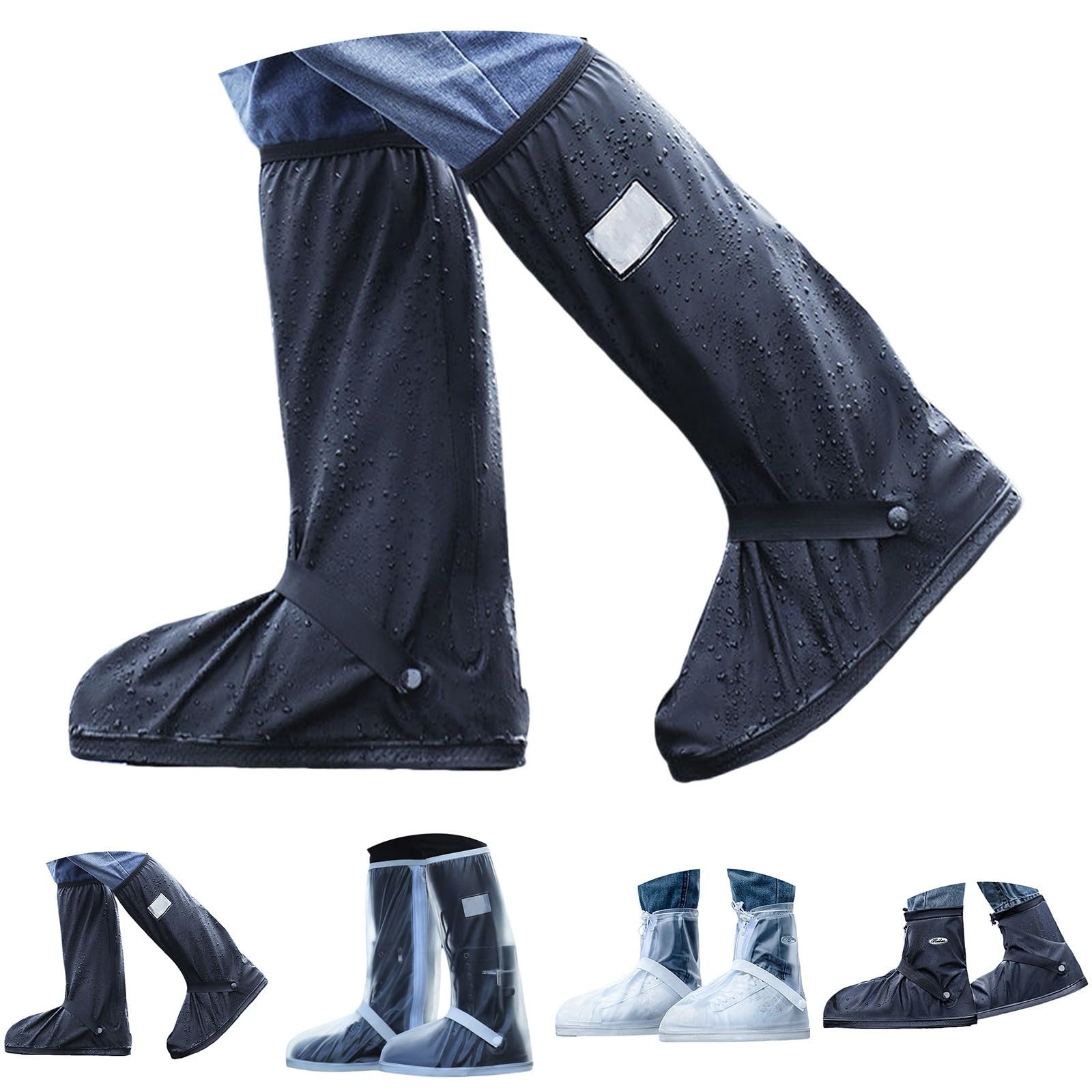 Generisch Gummistiefel Damen Herren Wasserdicht Überschuhe Motorrad Regenüberschuhe Wiederverwendbare Schuhüberzieher Rutschfeste Regen Schuhe für Regen Schnee Motorradstiefel Abdeckung Regenschutz