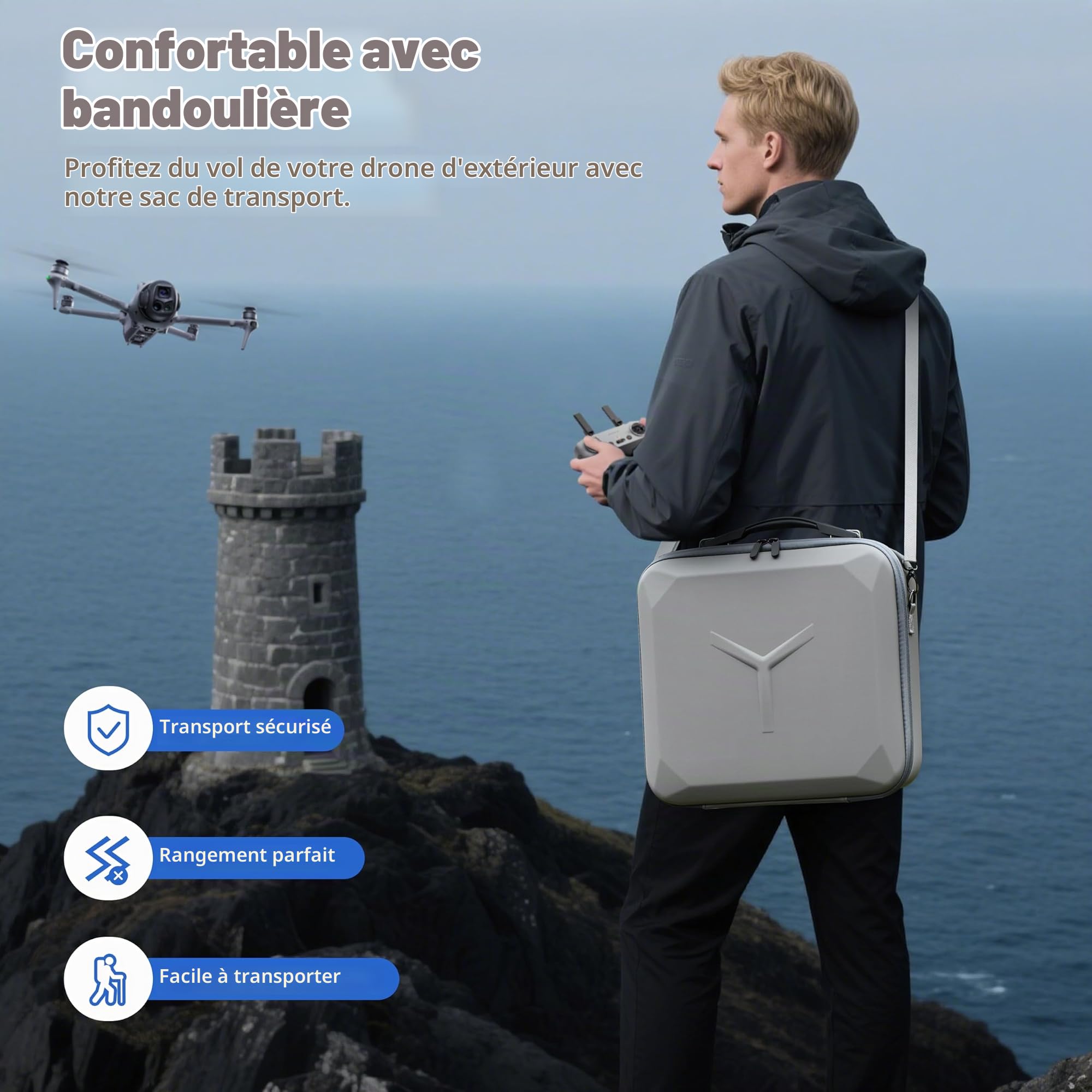 STARTRC PHOTO Mavic 4 Pro Case, Sac en PU pour DJI Mavic 4 Pro Fly More Combo avec contrôleur RC 2 Rangement de Voyage pour Accessoires pour DJI Mavic 4 Pro, Chargeur de Batterie