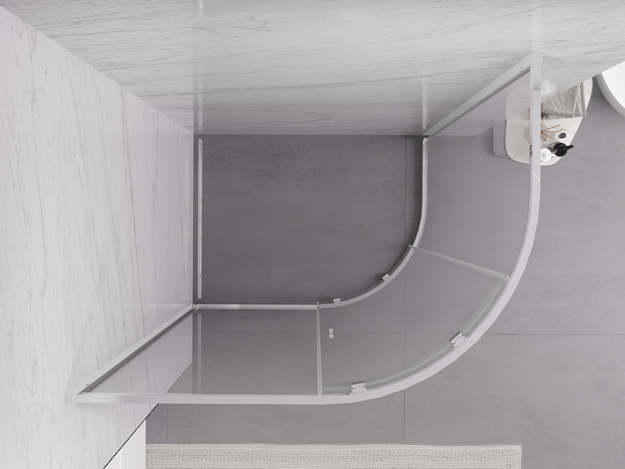 Mexen - Exo Box doccia semicircolare asimmetrico allungabile 120 x 90 cm, trasparente, cromato
