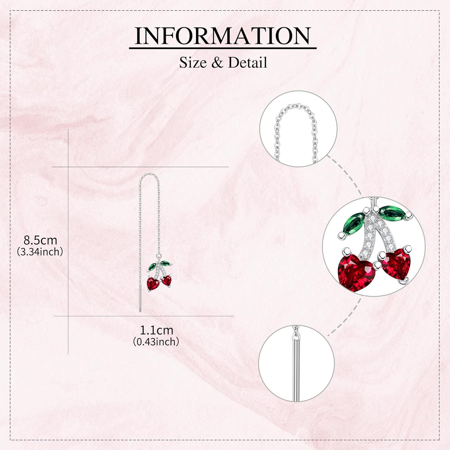 Cherry Earrings 925 Sterling Silver Cherry Earrings Fruit Jewelry Gifts for Women - Image 5