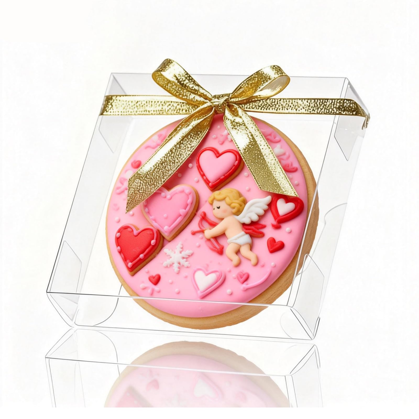 TEMLQPACK Confezione da 100 scatole singole trasparenti per biscotti, 10,2 x 10,2 x 3 cm, piccole scatole da forno, macaron, brownie, scatole per pasticceria, per Pasqua, mamma, papà, Natale,
