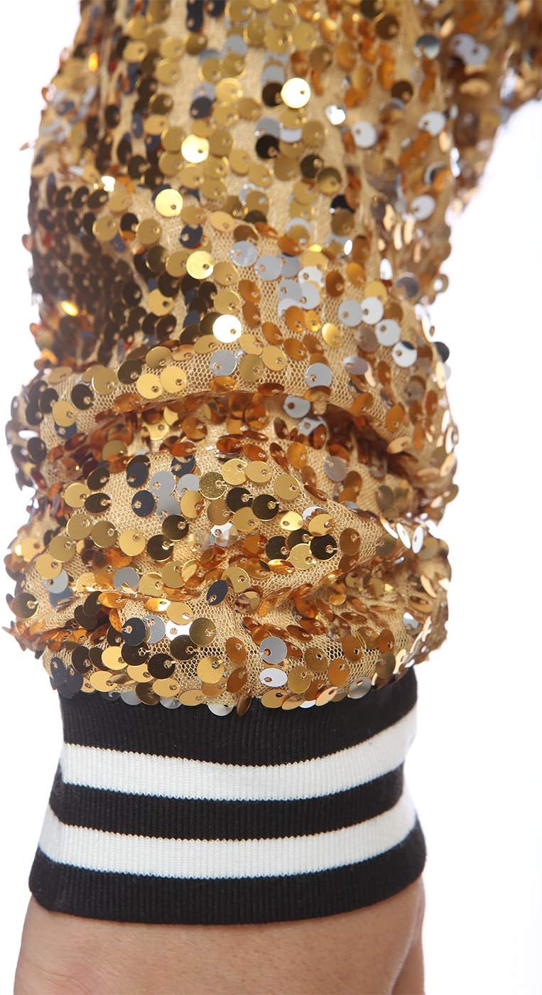 Anna-Kaci Women's Plus Size Sparkly Jacket Long Sleeve Zip Up Sequin Bomber Jacket Coat - Image 6