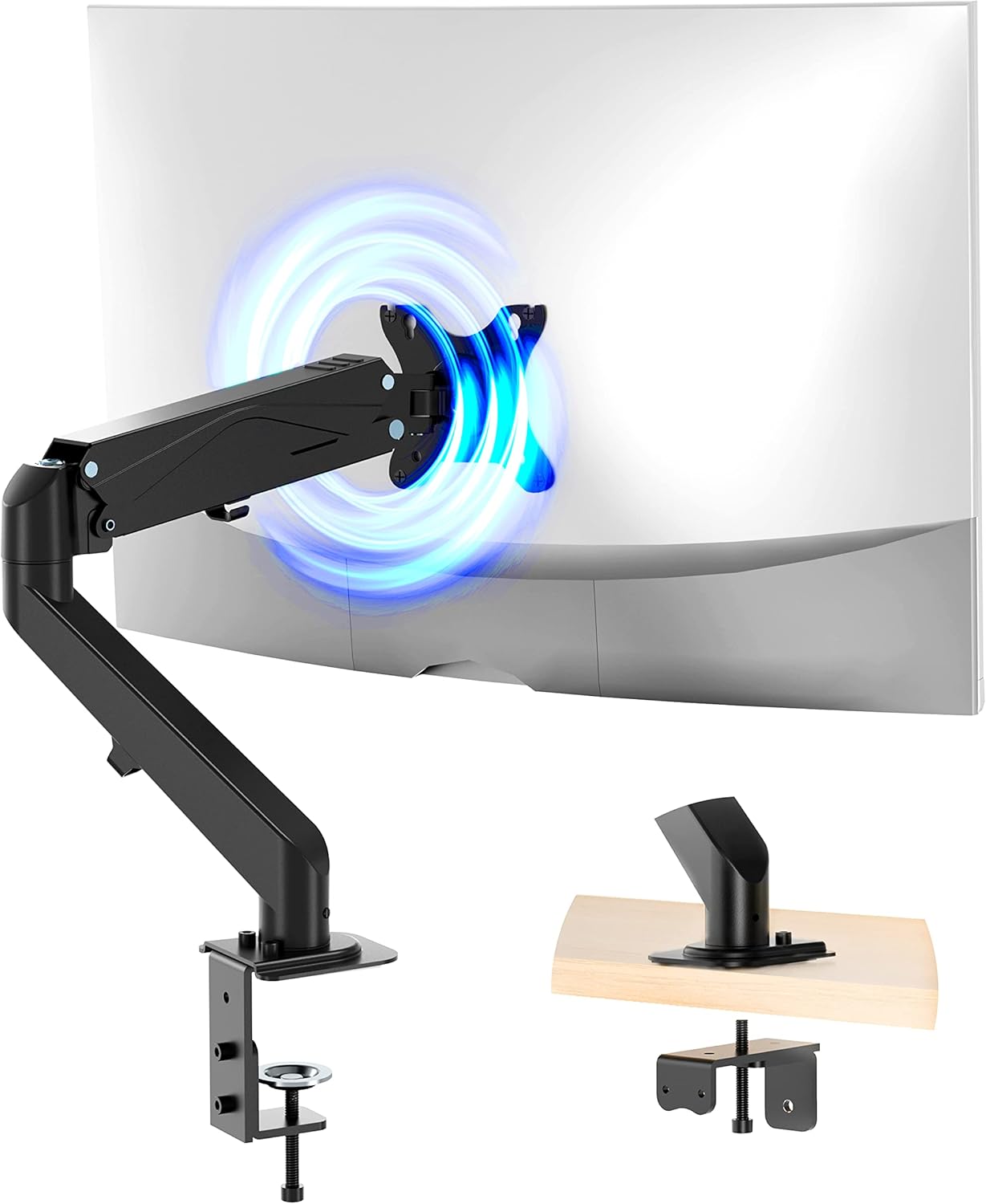 ZUMIST Single Monitor Arm, Monitor Stand Swivel Gas Spring, Ergonomic