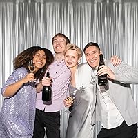 Vista 7 de GOER - Cortinas de tiras metálicas/oropel para fiestas, telón de fondo para fotos, cumpleaños, graduaciones, Año Nuevo, bodas, de 3.2 x 9.8 pies