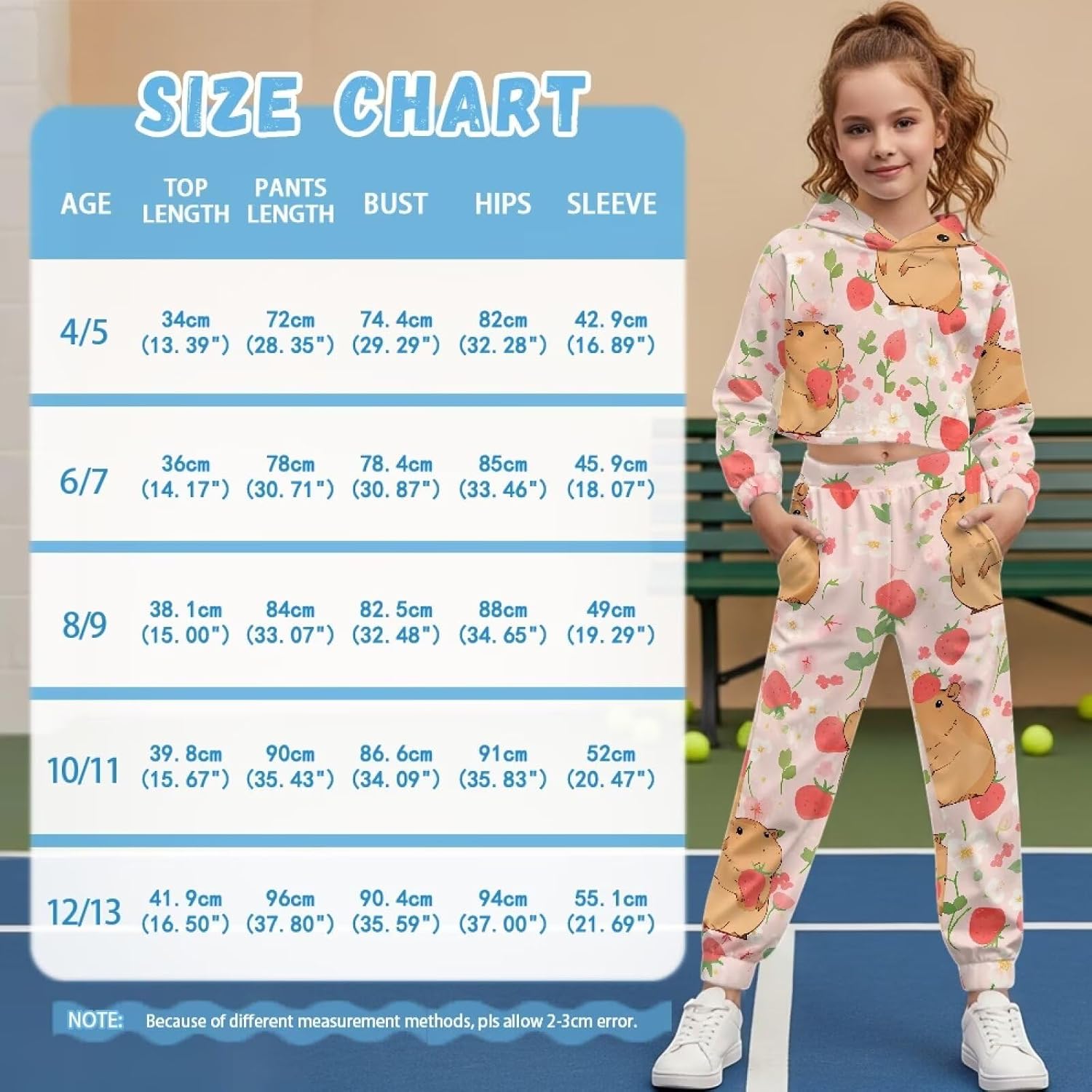 Girls Crop Sports Hoodies 2 Piece Outfits, Crop Warm Hoodie and Cuffed Jogger Sweatpants