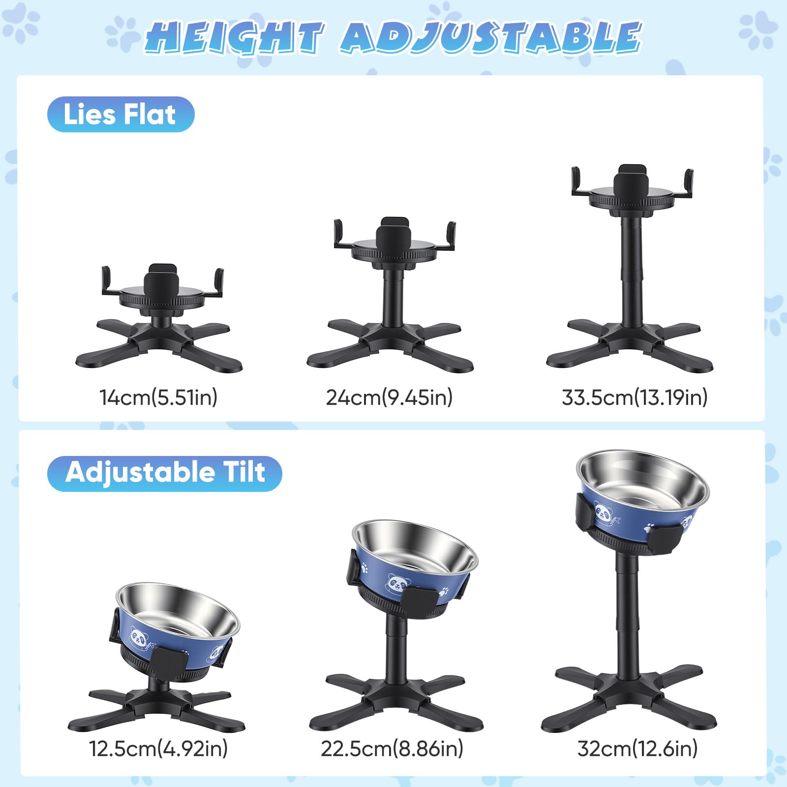 Comedero Perro Elevado con 2,1 L grande tazones de Acero Inoxidable, cuenco elevado para perros con soporte, ajustables 14-32 cm, Comedero y Bebedero Perro para Perros Pequeños, Medianos y Grandes