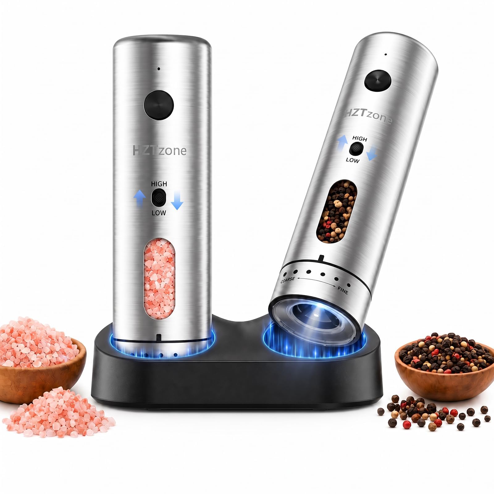 HZTzone Electric Salt and Pepper Grinder Set