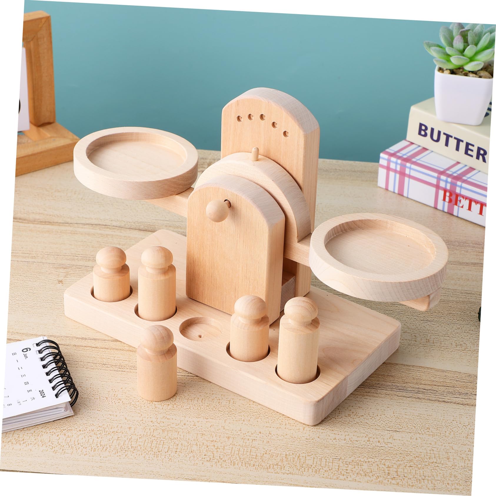 Bilancia in Legno Gioco Educativo Montessori per Ragazzo Ragazza e Studenti | Materiale Matematico Montessori, Superficie Rotonda Liscia, Gioco da Tavolo Educativo per Regalo