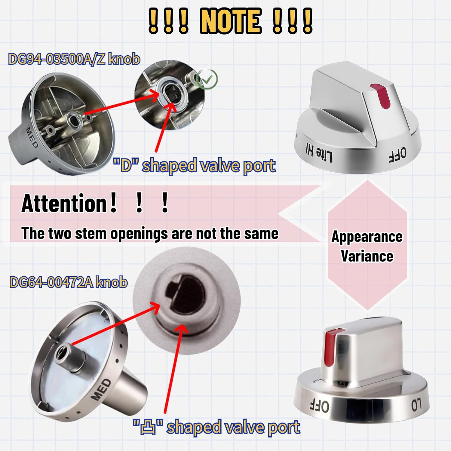 𝐍𝐄𝐖 5 PCS DG94-03500A/Z Oven Stove Knobs Replacement for samsung Stove Knobs Replace DG94-03500U DG94-03500W for Gas Stove Knobs Replacement NE63T8111SS/AA NE60T8111SS/AA NE63T8311SS/AA NE63T8111SG