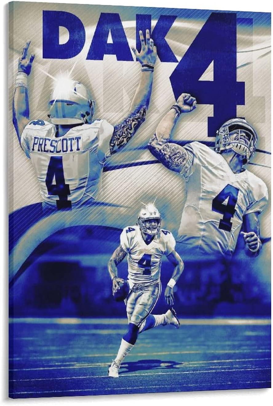 American Football Dak Prescott Poster Artworks Canvas Poster Room Aesthetic Wall Art Prints Home Modern Decor Gifts Framed-unframed 24x36inch(60x90cm)