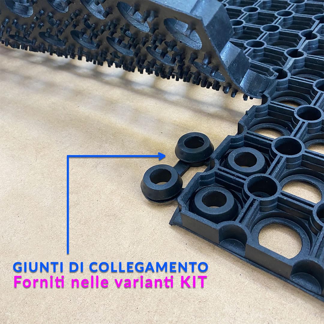 OLIVO.Shop | Zerbino Robusto in Gomma per Esterno, Drenante e Antiscivolo, Tappeto a Griglia per Pioggia, Varie Misure (100x150 Latex Nero)