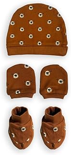The Mom Store Baby Caps, Mittens and Booties Combo Set | Free Size | Newborn Babies | Cotton | Unisex | 0-3M Price In India
