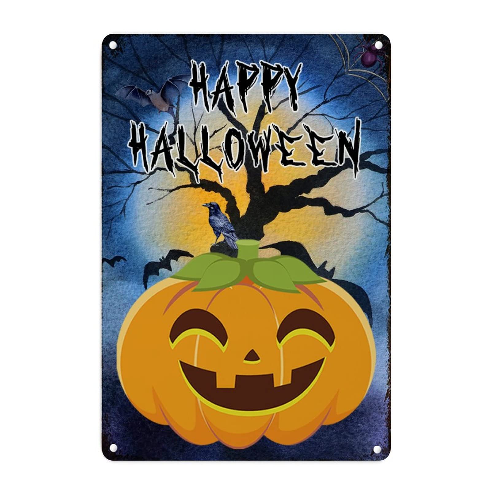 Panneau aluminium Halloween citrouille décoration murale 45x30cm