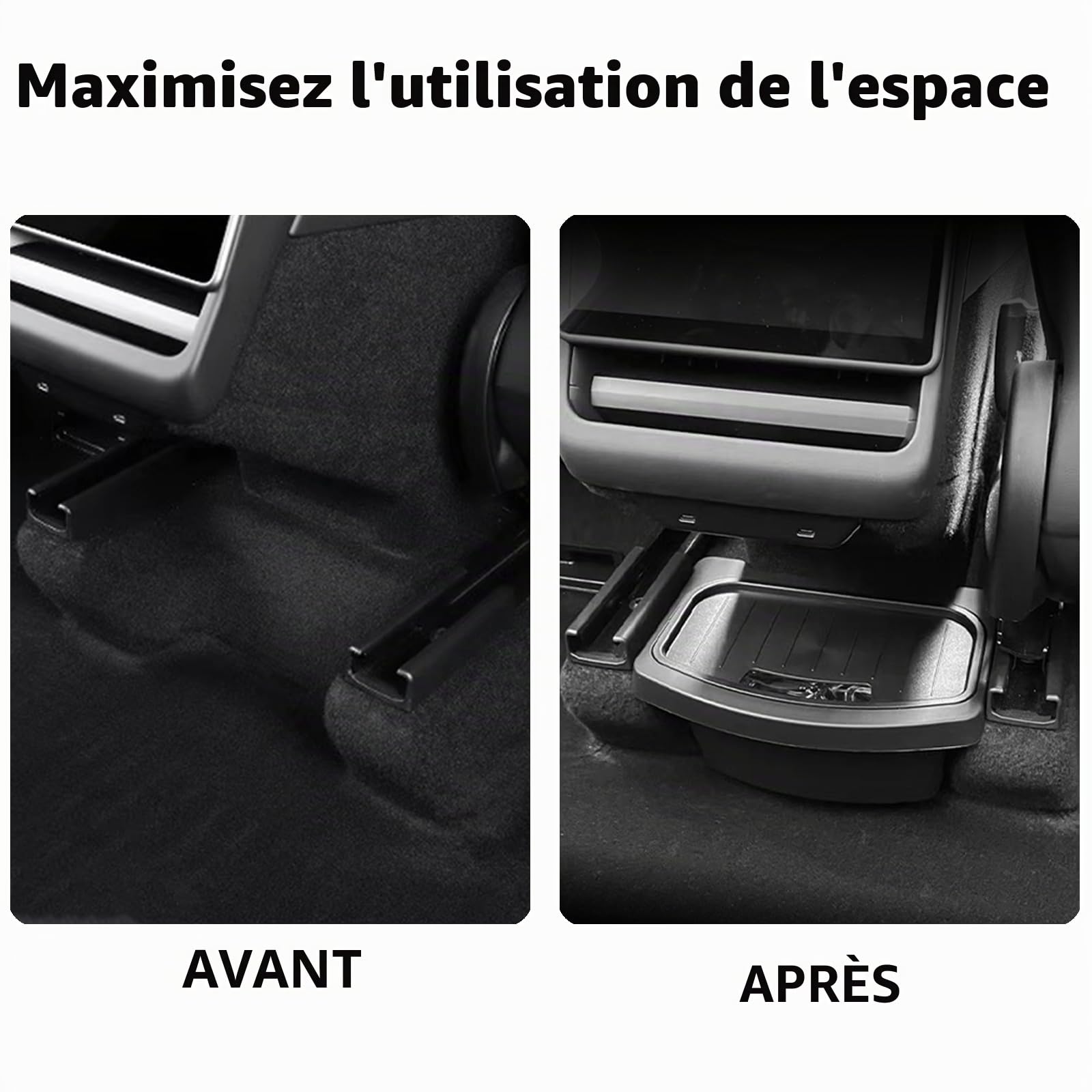Organiseur de console centrale arrière pour Model Y Juniper 2025 - Boîte de rangement pour poubelle centrale arrière - Organiseur de siège - Accessoires d'intérieur