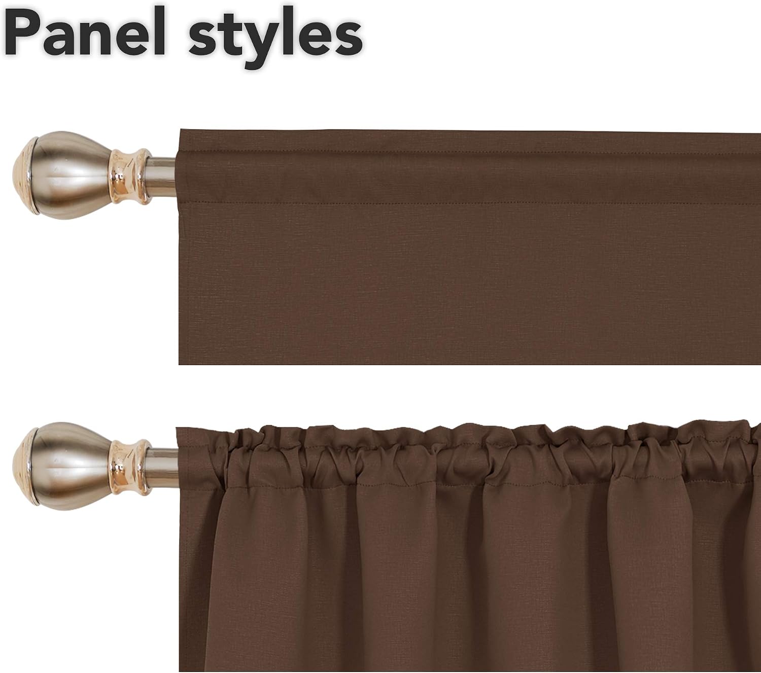 Deconovo Solid Textured Embossed Rod Pocket Valance Blackout Curtains for Living Room 42x18 Inch Brown 2 PCS