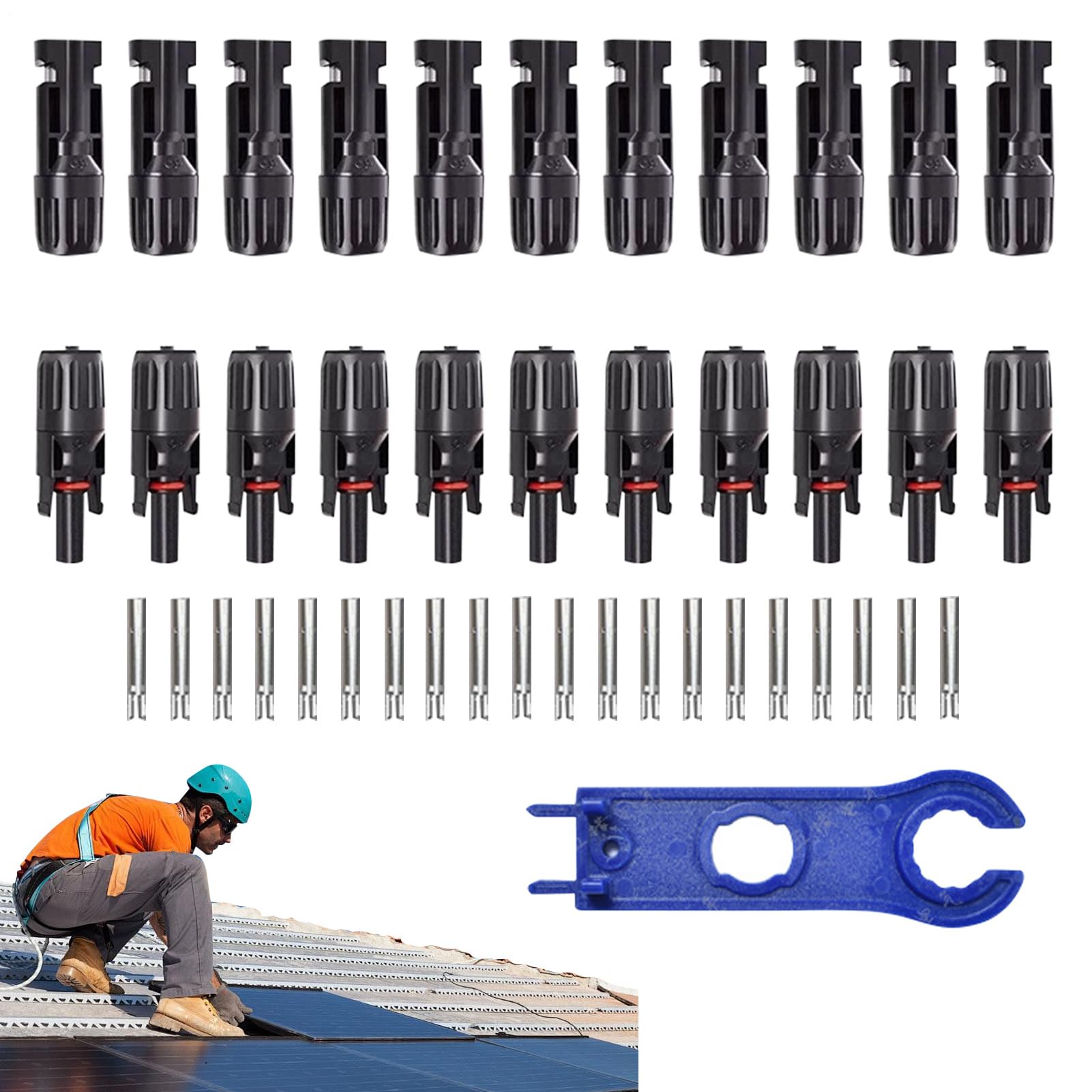 Conectores solares y kit de crimpado impermeables machos hembras con llave para caravanas 8