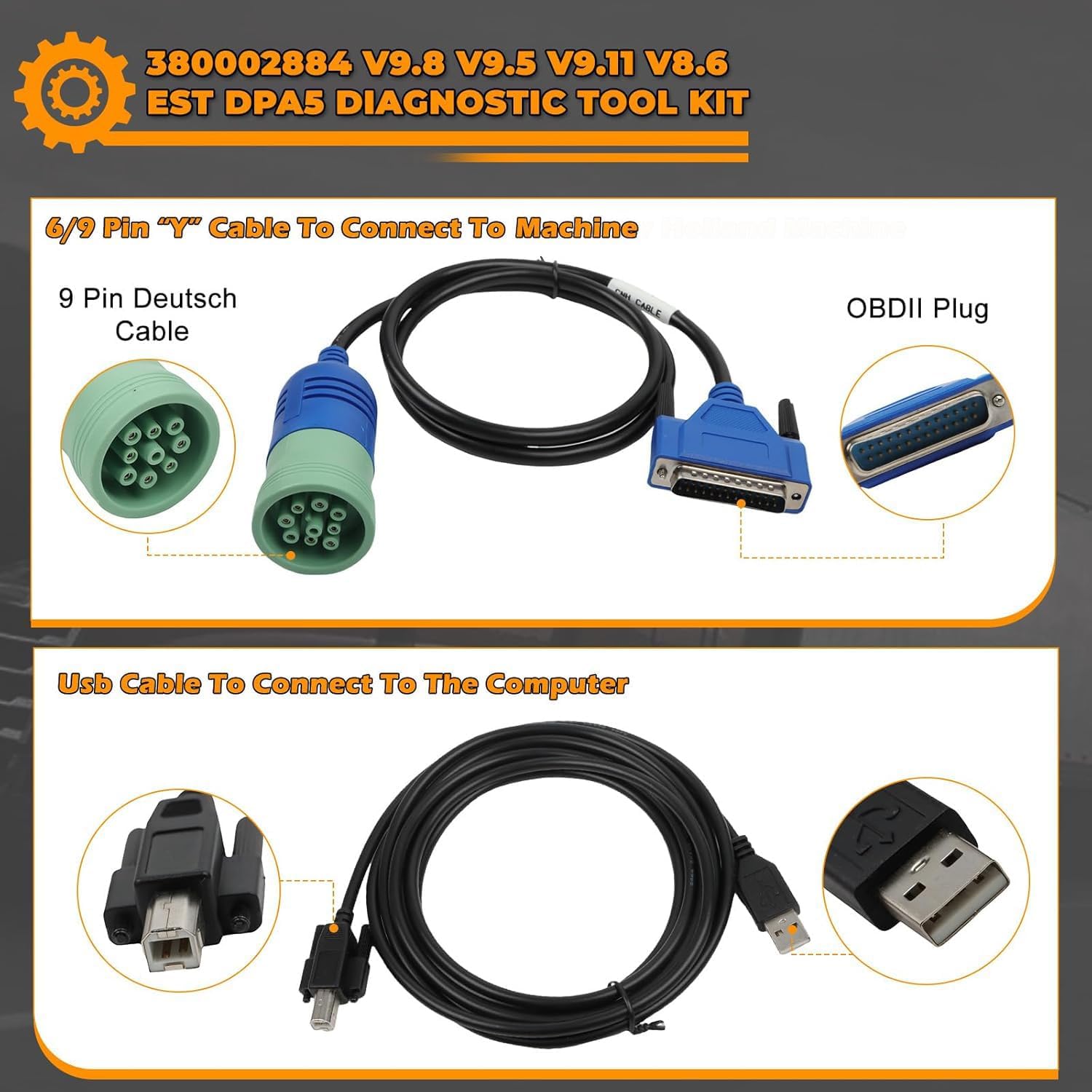 EST V9.8 V9.5 V9.11 V8.6 DPA5 Diagnostic Tool Kit 380002884 Adapter 5 Compatible with New Holland Compatible with CASE Electronic Service Tools, EST DPA5 Diagnostic Tool