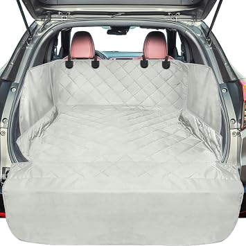 F-color SUV Cargo Liner for Dogs - Waterproof Pet Cargo Liner with Side Flaps, Comfort Dog Cargo Cover with Bumper Flap, Scratchproof Non-Slip Large for Full-Size SUVs Vans, 55 x 93 Inch, Grey