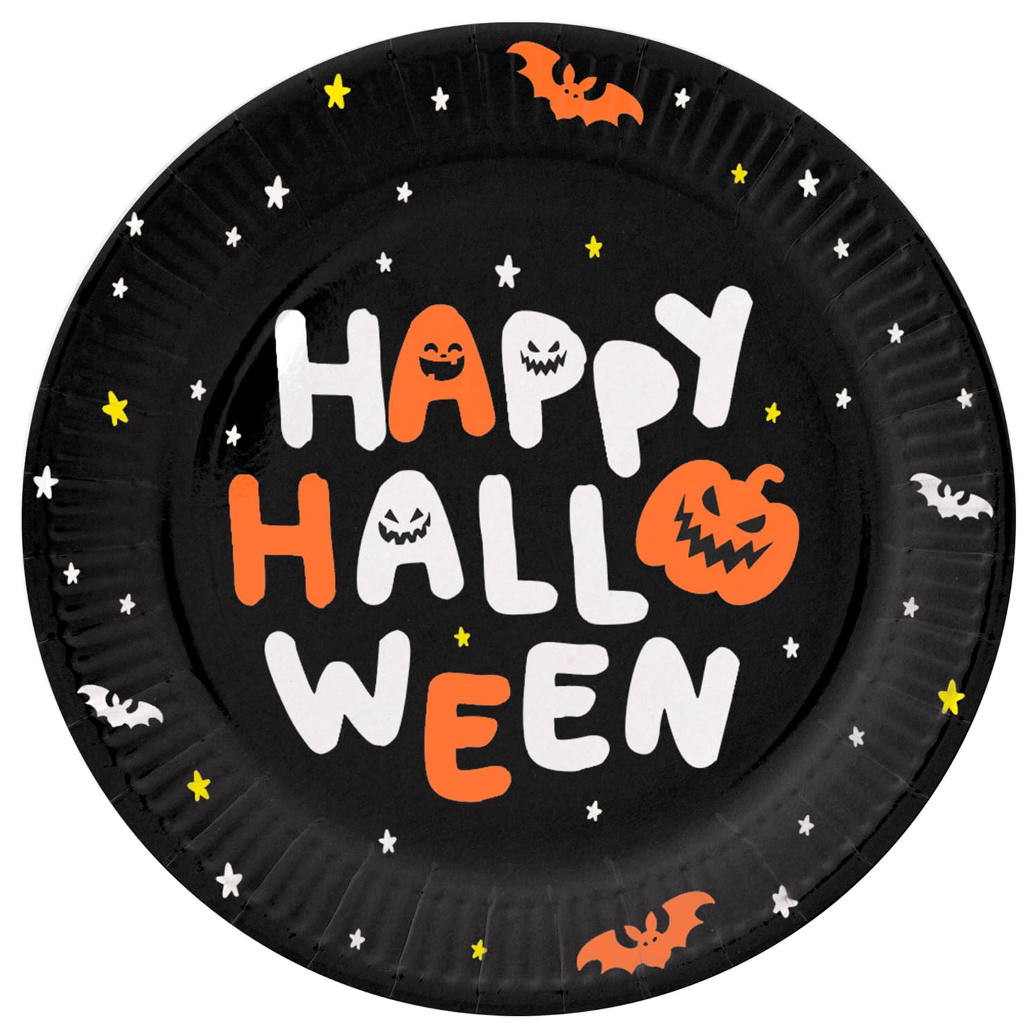 Folat 23870 Happy Halloween Booo! Plates 23 cm Pack of 8 Black Orange Pumpkin Party Bar Decor Party Supplies