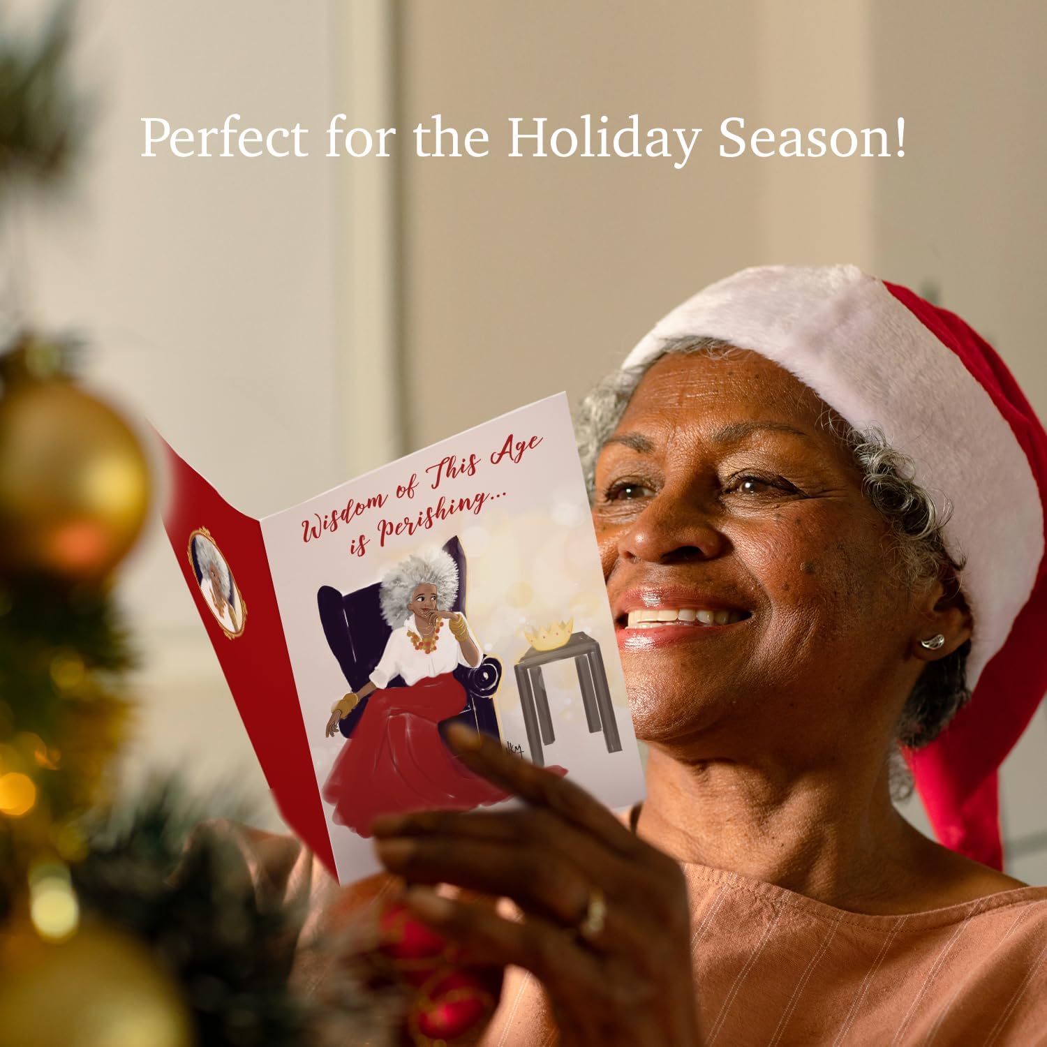 African American Expressions - Embossed Christmas Cards Boxed Set - Inspirational Seasonal Designs - Set of 15 (5x7) Cards with Foil-Lined Envelopes & Gold Sticker Seals - Wisdom is Perishing - Image 7