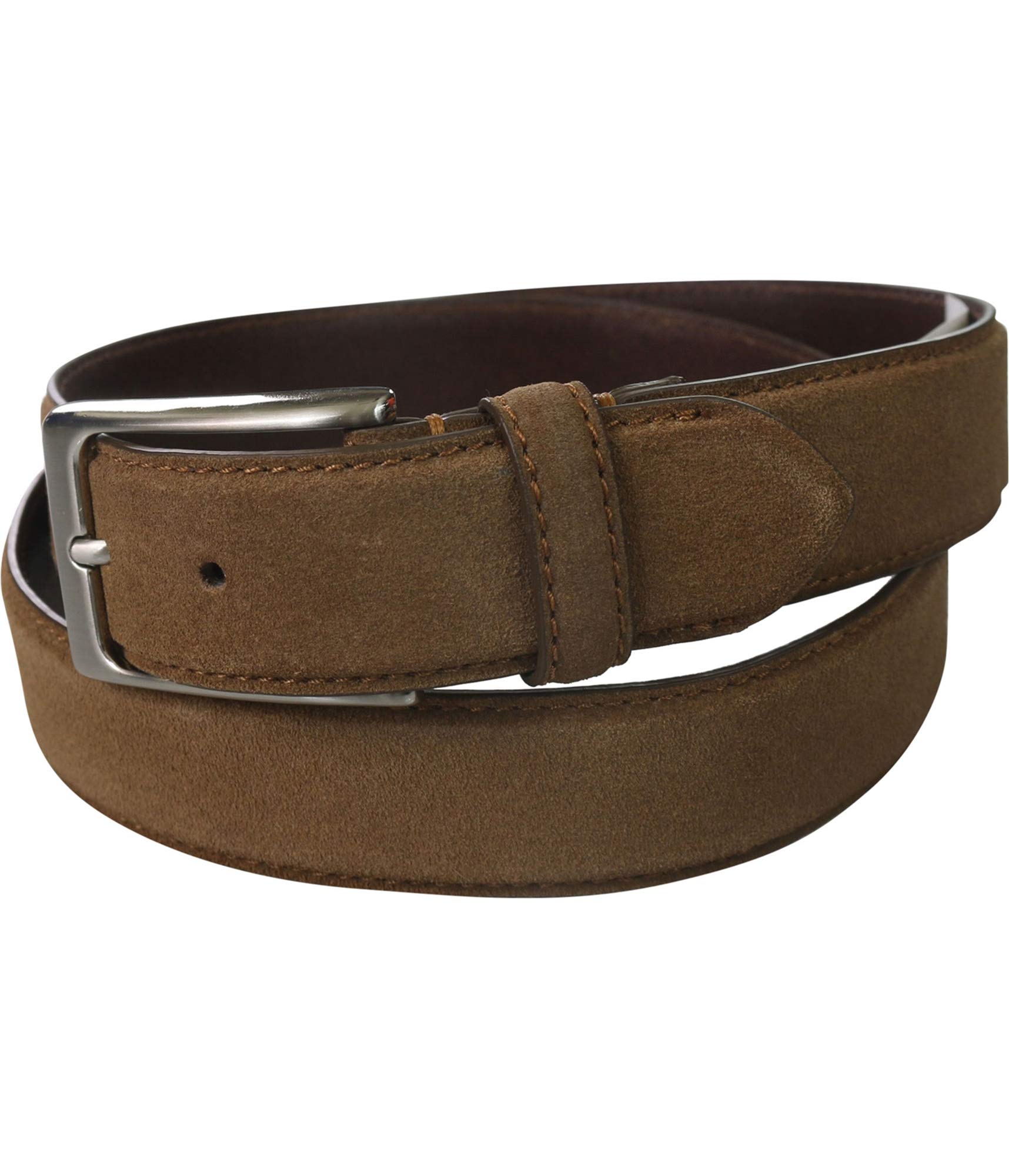 Mens Faux Suede Belt, Brown, Large