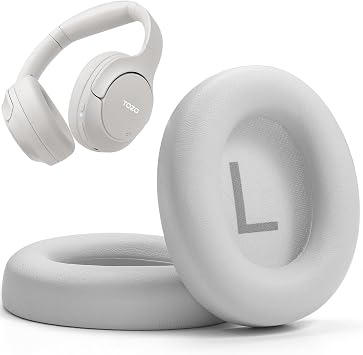 TOZO HT3 HT2 Replacement Earpads Cushion, Softer Protein Leather Ear Cover Waterproof for Comfortable Fit with Dustproof Mesh, Sound-Isolation Foam White