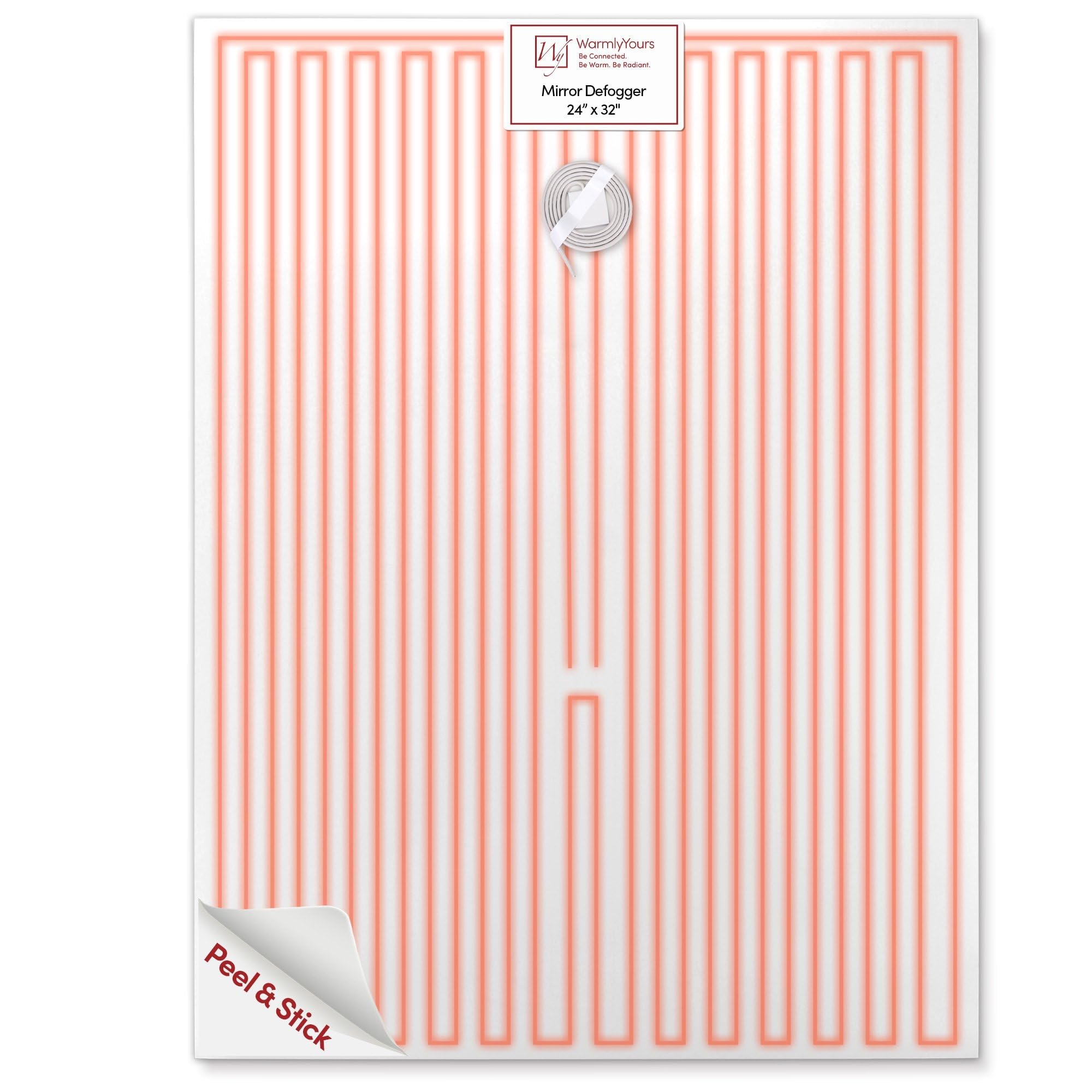 WarmlyYours Heated Mirror Defogger Rectangular 24x32 in. Self-Adhesive Anti Fog