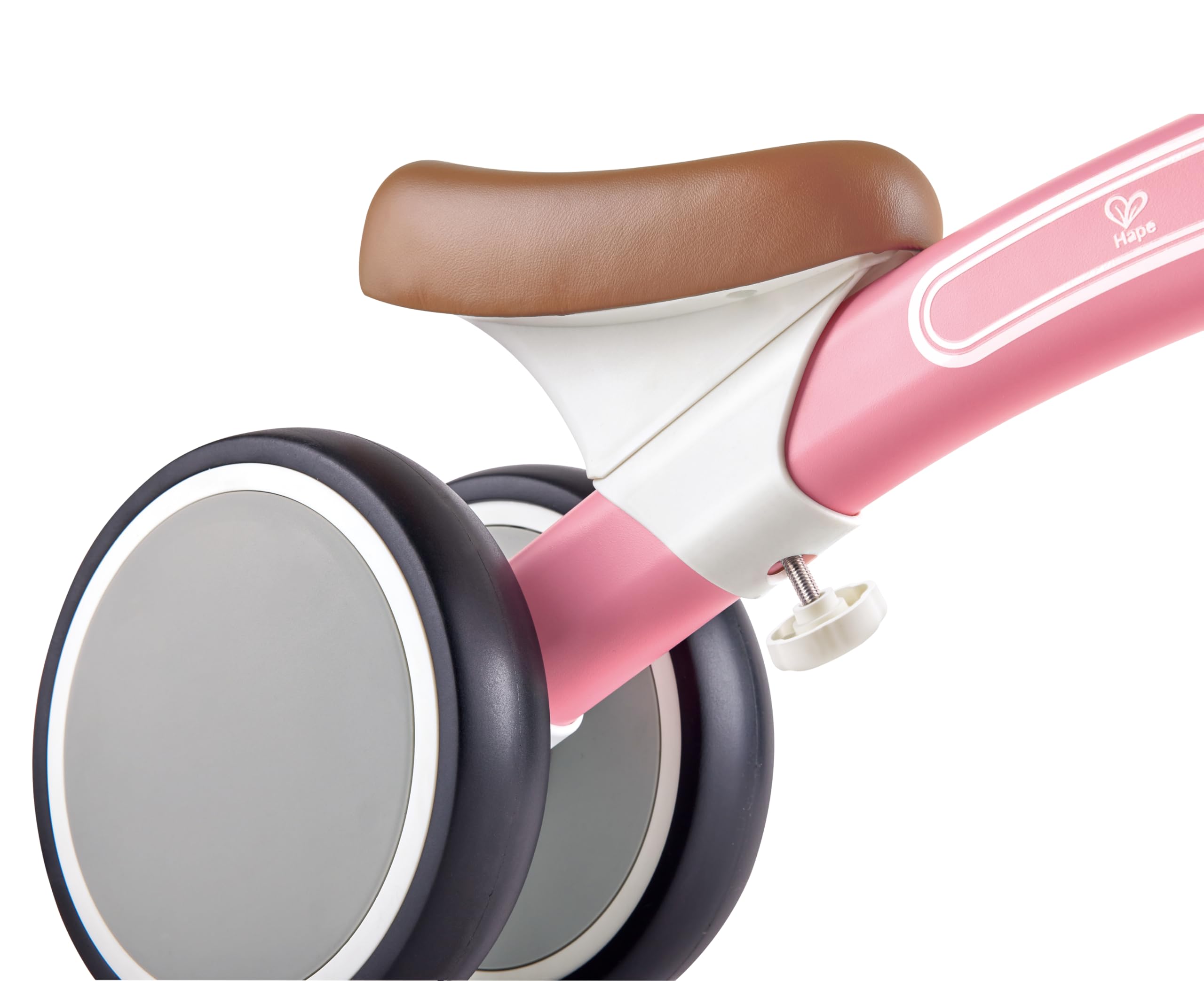 Hape Outdoor Draisienne 3 Roues Bébé Rose - Enfant 18 Mois et Plus - pour l'Équilibre, la Coordination et la Motricité - Cadre Léger en Aluminium, Siège Ergonomique & Réglable - Direction à 60°