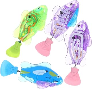 JOINPAYA 4piezas Juguete Eléctrico para Gatos Peces Interactivos con Luces Led Nadadores para Interior y Ejercicio Felino Colores Surtidos Azul Verde Púrpura