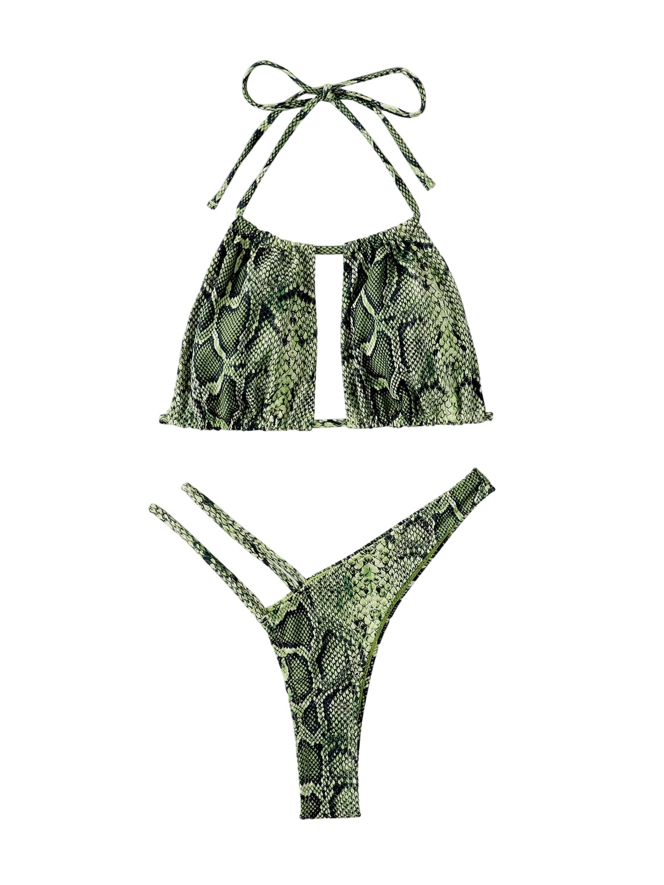 Bikini string vert découpe sexy pour sublimer votre bronzage sans marques