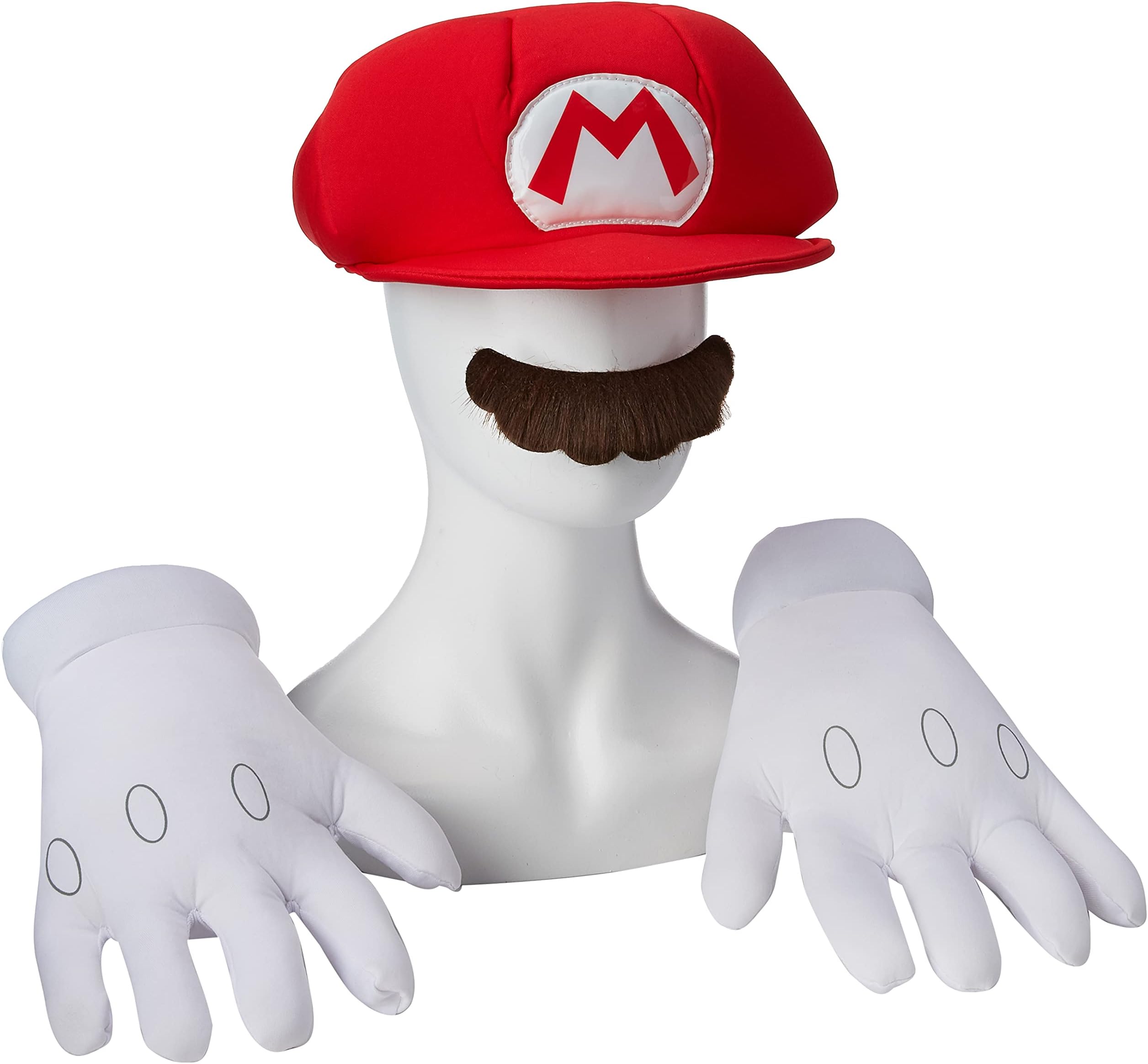 Disguise Nintendo Super Mario Adults Red Hat & Moustache Plumber Costume Accessories,