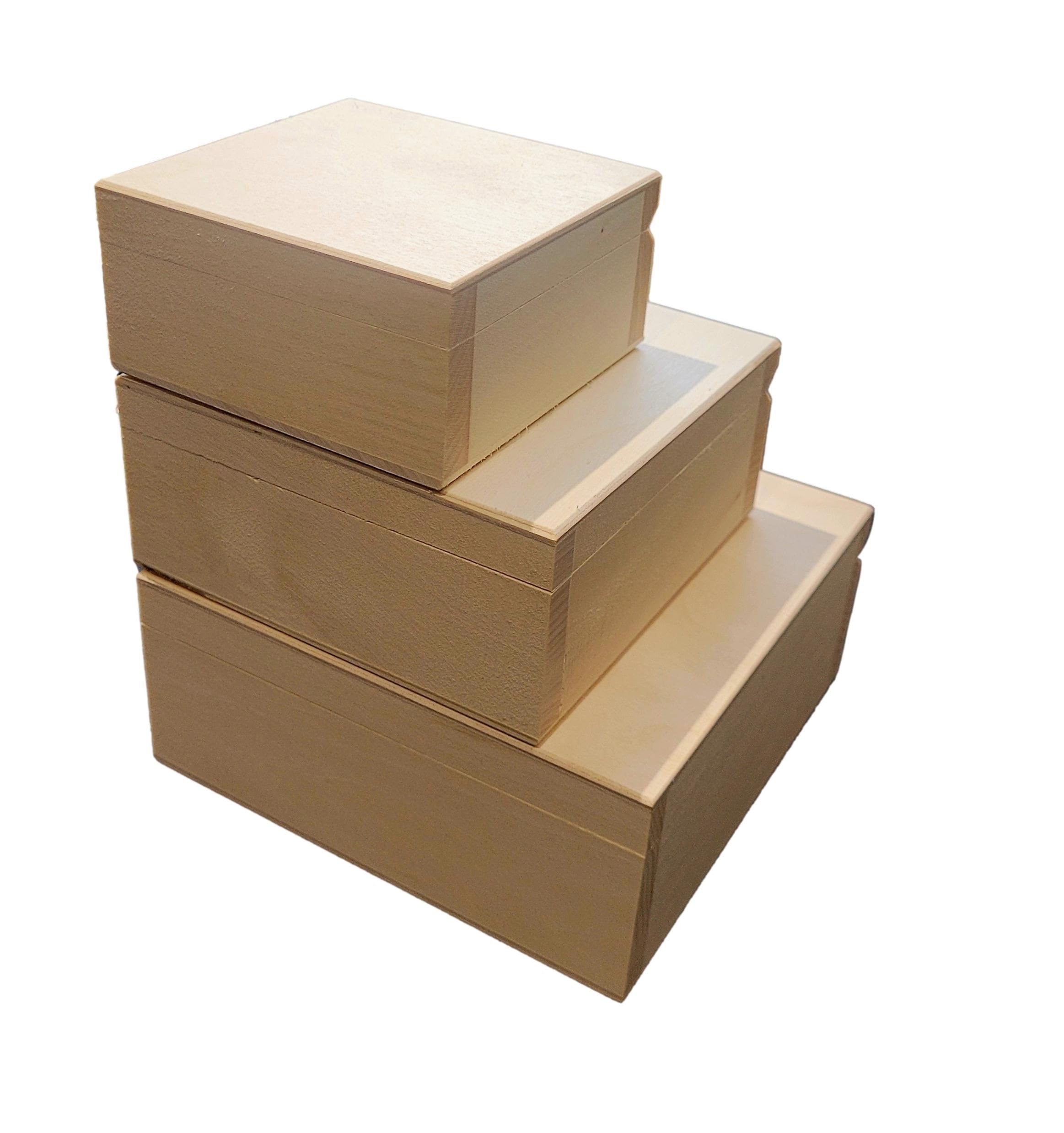 Boîtes de rangement en bois brut Wooden World pour bijoux et loisirs créatifs