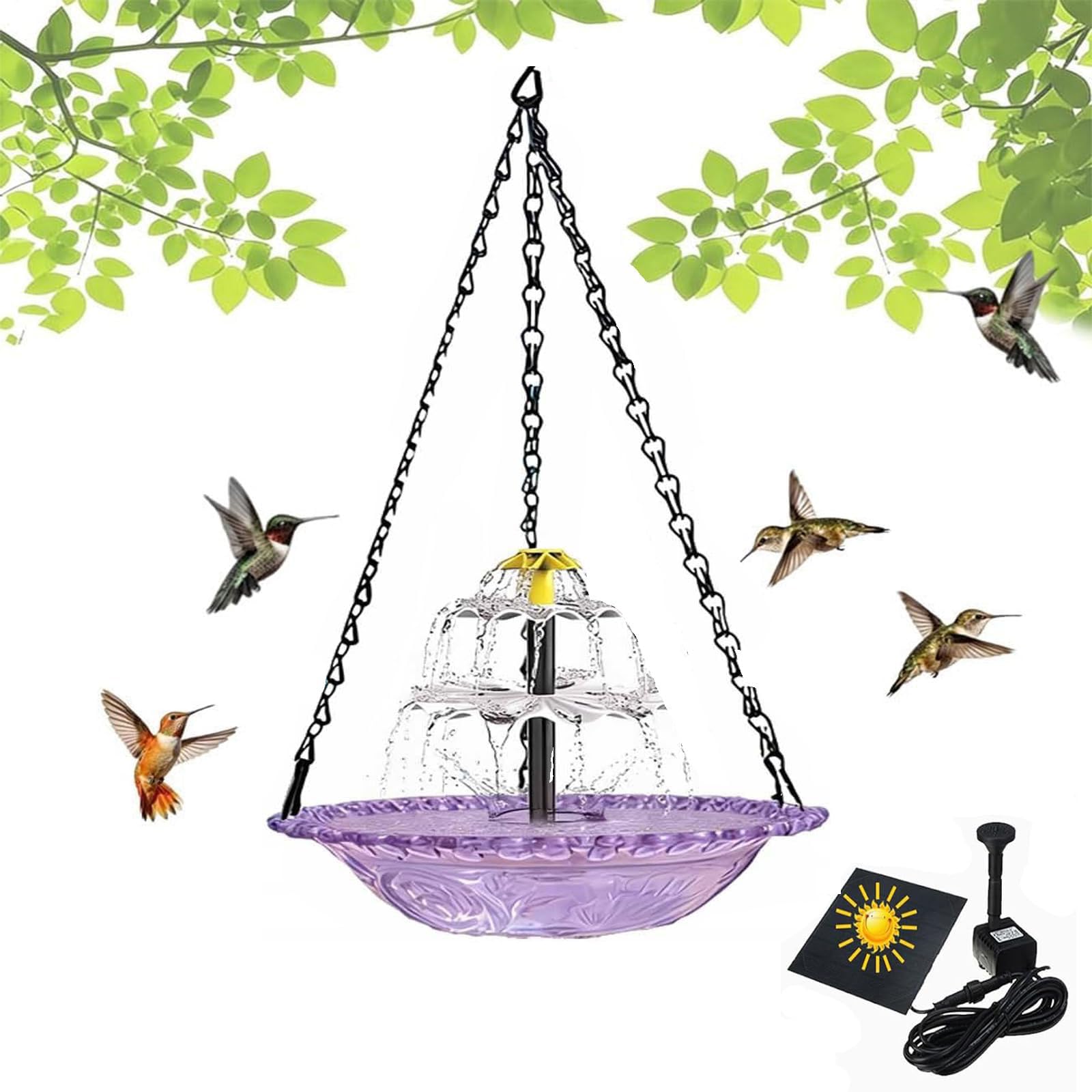 Fontaine de bain pour oiseaux solaire anti eau stagnante pour jardin
