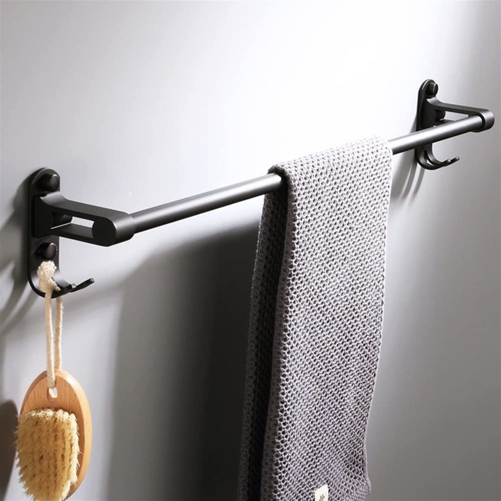 Porte-serviettes en aluminium de salle de bain XMING au design suspendu noir mat