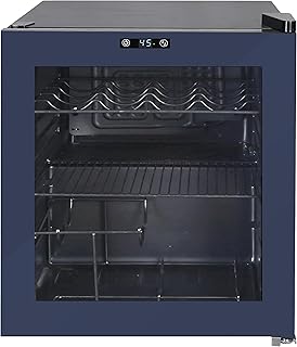 West Bend Beverage Cooler Refrigerator 15 Wine Bottle/60 Can Capacity, Glass Door, 17-Inch Wide Freestanding, Adjustable Thermostat Control, 1.6-Cu.Ft, Slate Blue
