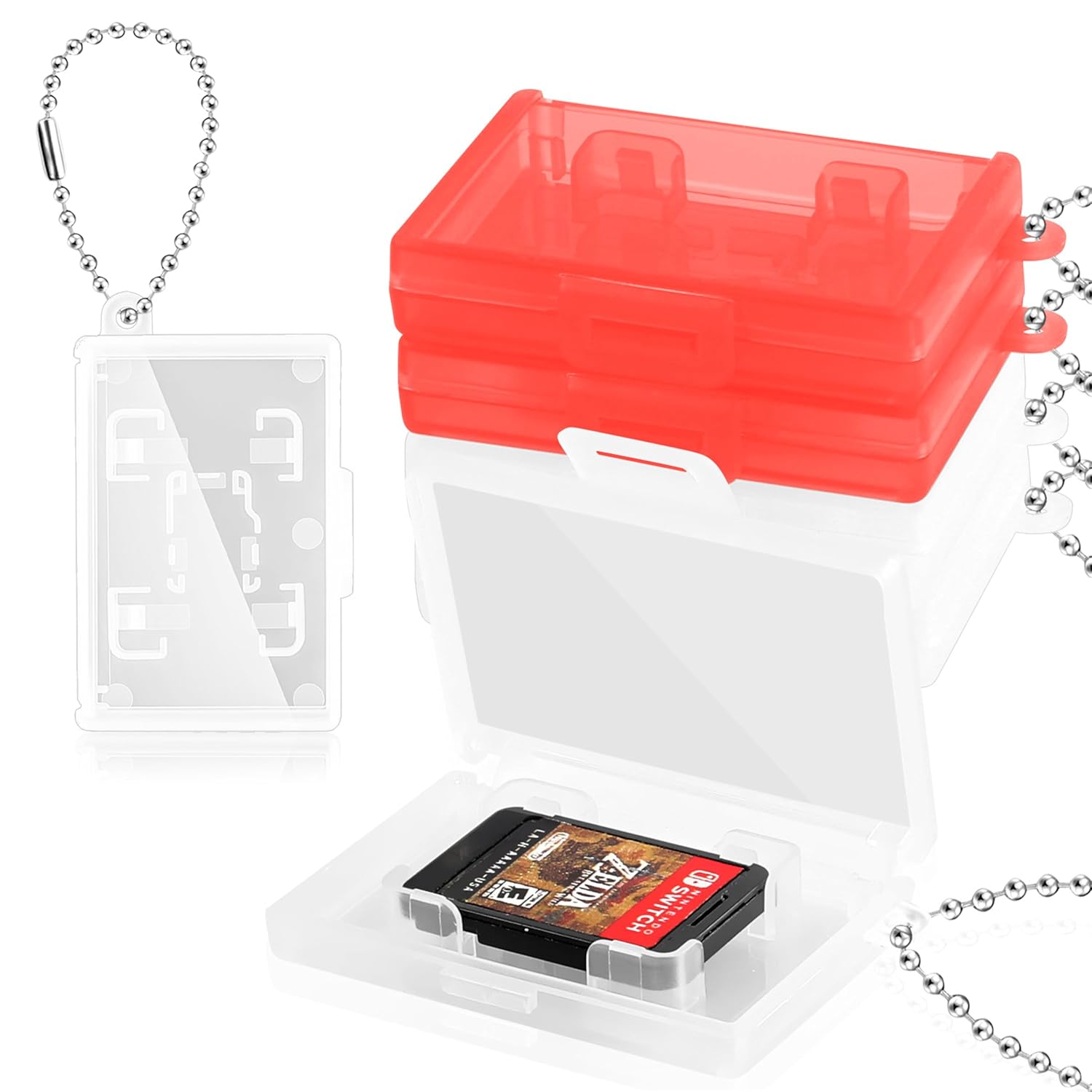 KKOZESST 10 Pack Mini Clear Keychain Game Card Cases Compatible with Nintendo Switch 2 / OLED / Switch / Lite – Storage Box for Game and Micro SD Cards image 4