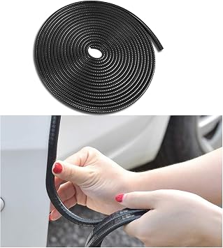 Car Door Edge Guards, 16Ft Rubber Seal Car Door Edge Trim, U Shape Door Edge Protector Guard, Aluminum Weather Proofing Automotive Door Edge Molding Protection for Most Car Black