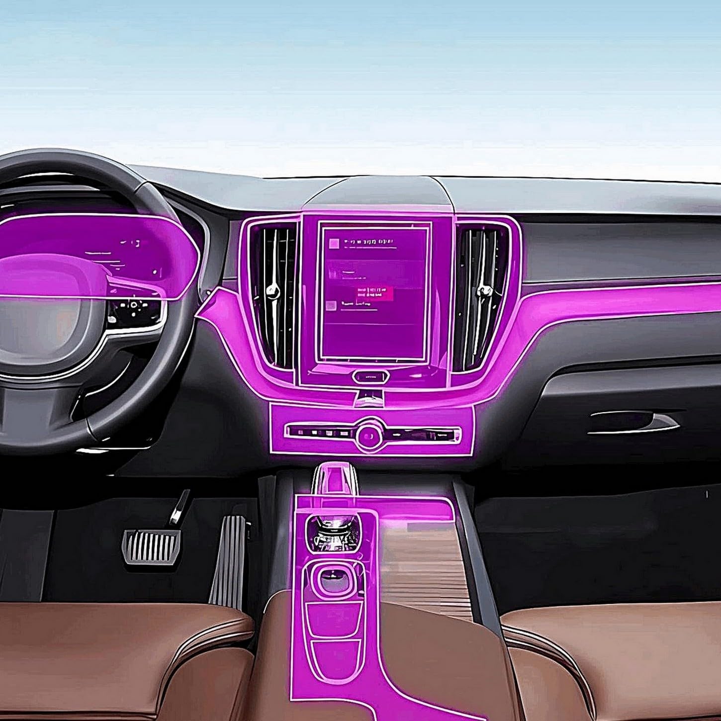 Protection console TPU Volvo XC60 | Écran LCD voiture transparent