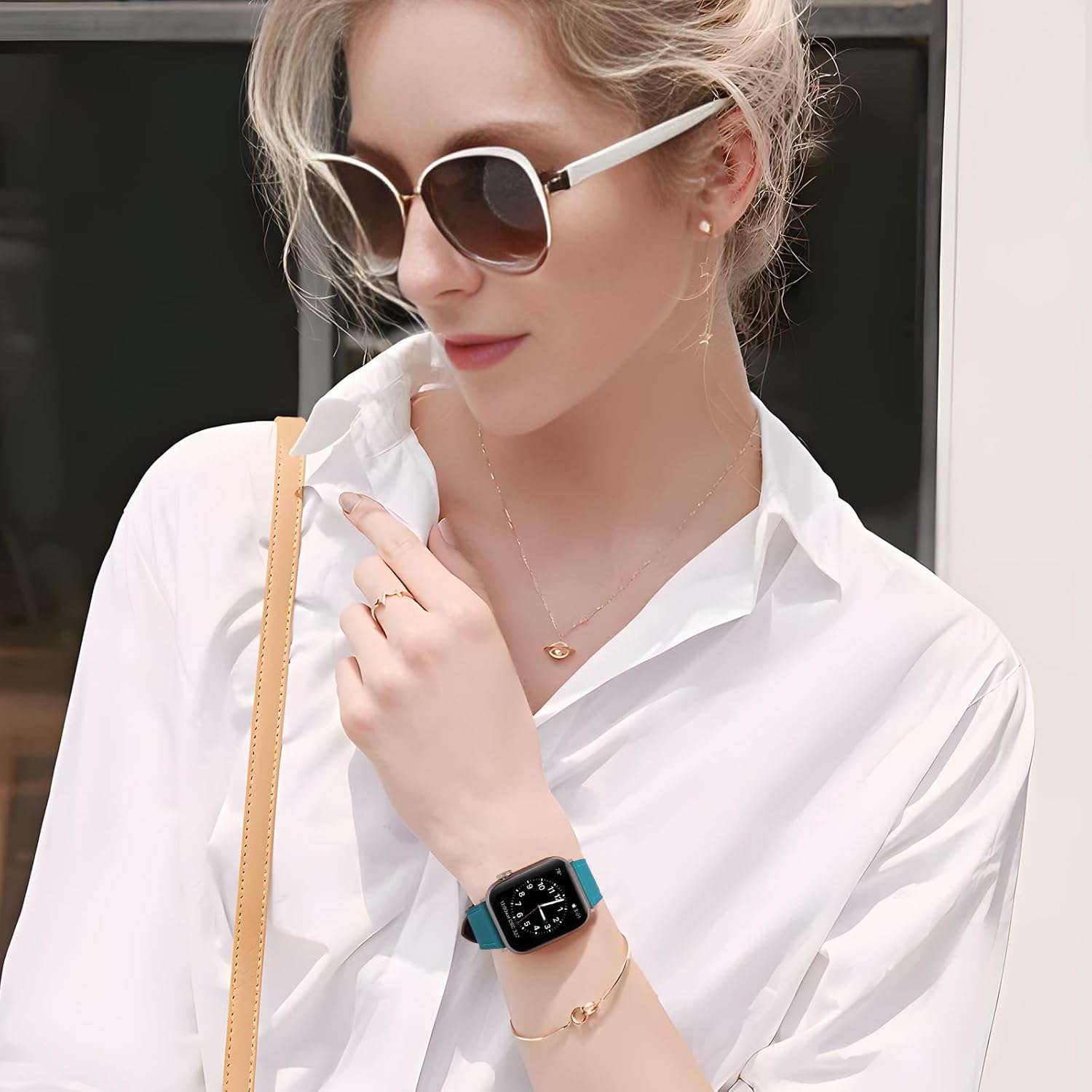 Italy Genuine Leather Bands Women Men Compatible with Apple Watch 38mm 41mm 40mm 42mm 44mm 45mm 46mm 49mm, iWatch Straps Smartwatch Replacement Band for Ultra SE 3/2/1 Series 11 10 9 8 7 6 5 4 3 2 1 - Image 2