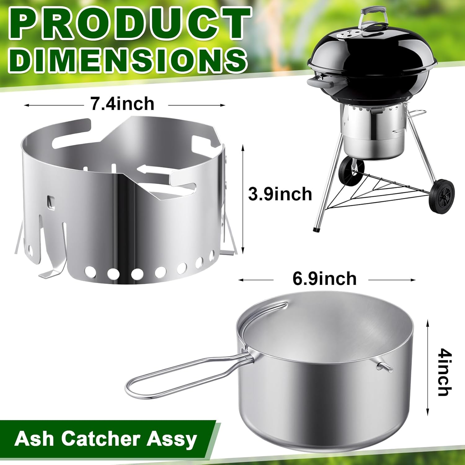 Blulu Ash Catcher Assy for 18-1/2" Charcoal Grill Replacement Parts
