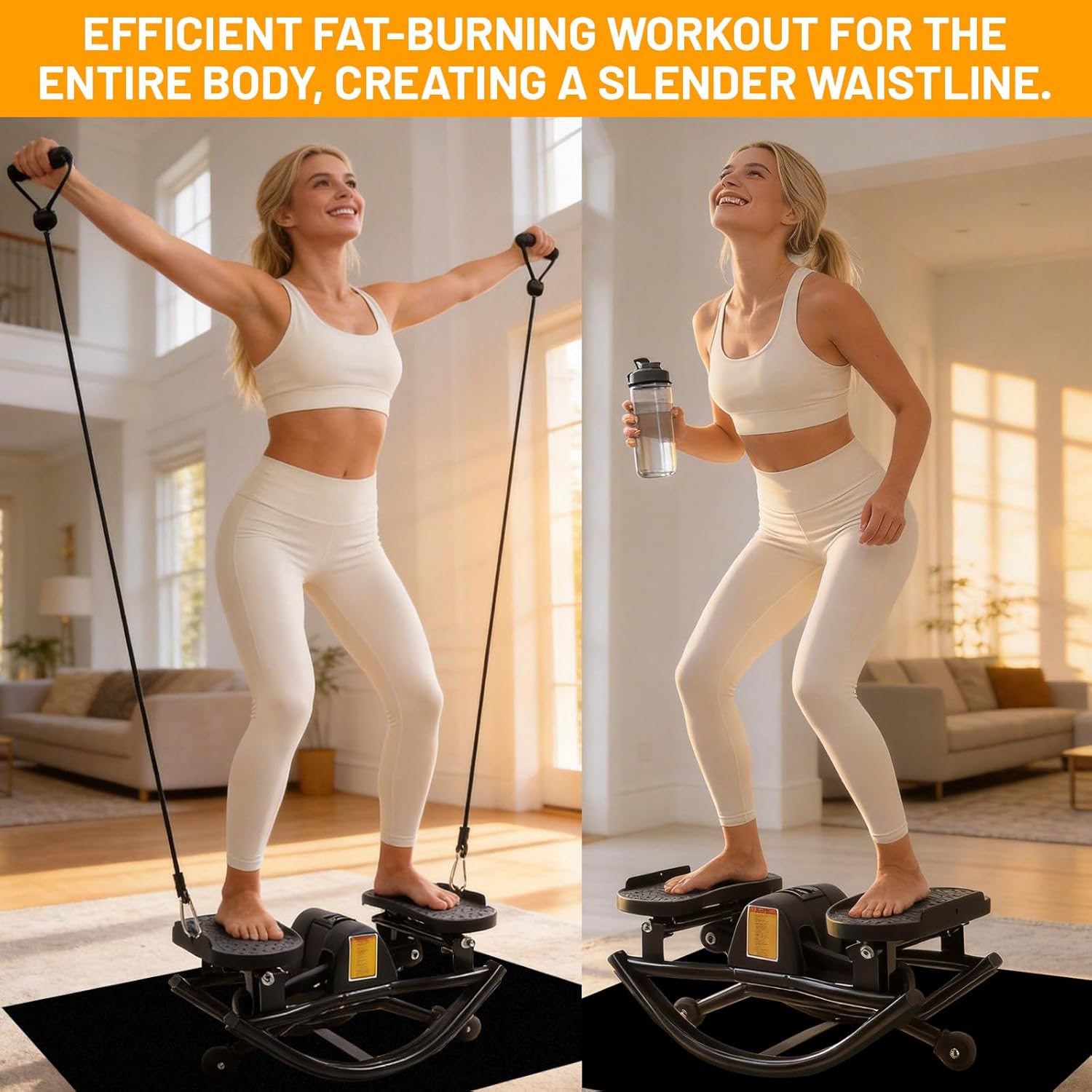 Upgrade Rock Stepper Side to Side,Rock Stepper Eexercise Machine,with Digital Display,Resistance band& Mat,Home Exercise Equipment,Portable Lateral Rock Stepper,Step Rocker for Home,Office and Outdoor