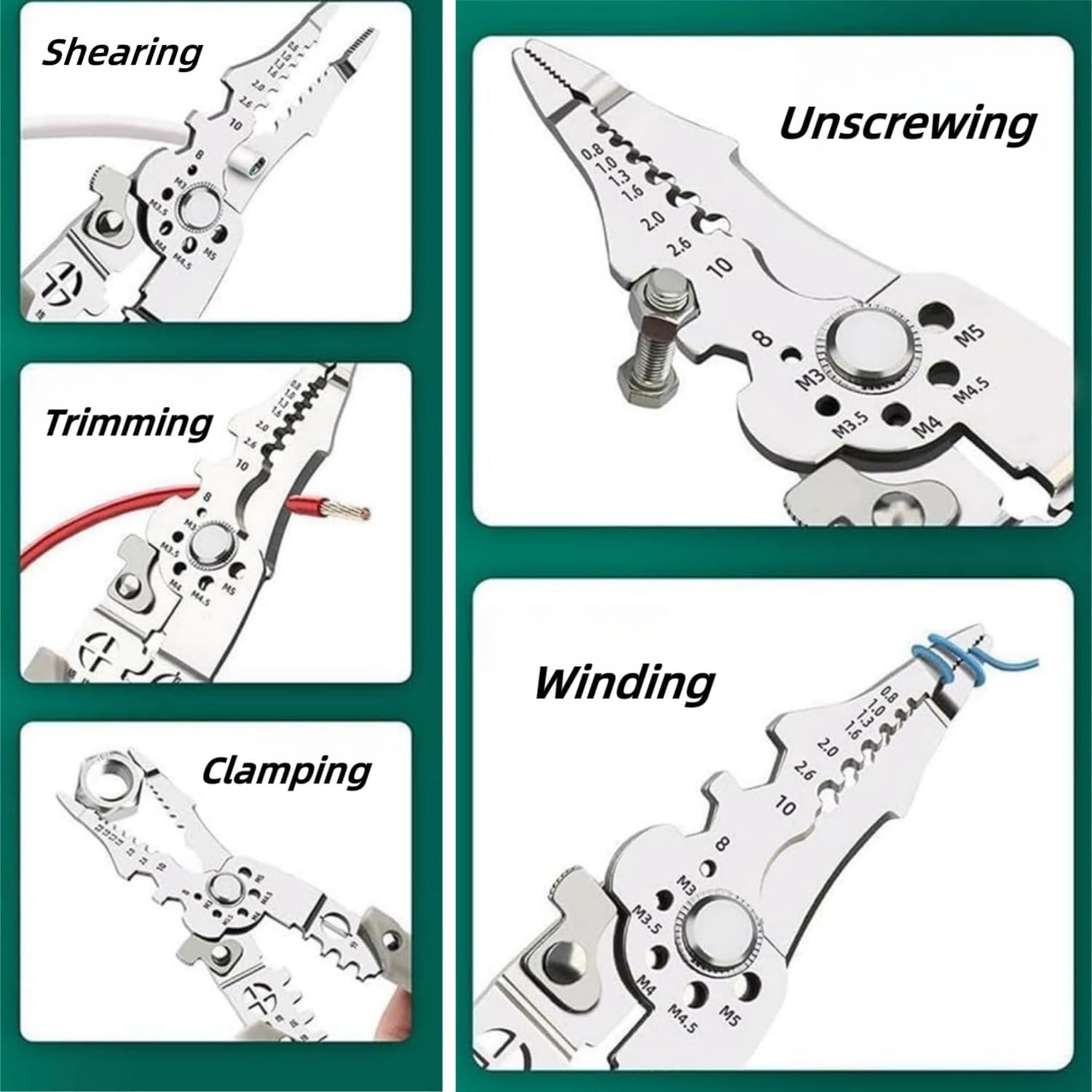 Multifunctional Wire Stripper Crimper Cable Cutter Pliers, Professional Electrical Wire Stripping Tool, Crimping Tool (Color : A1PCS)