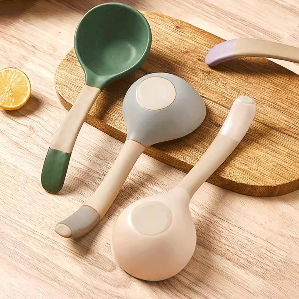Chińskie łyżki do zupy, ceramiczne azjatyckie łyżki do zupy, Okrągła łyżka łyżka stołowa Retro ceramiczna duża łyżka gospodarstwa domowego duża łyżka z długim uchwytem kuchnia łyżka do gotowania łyżka