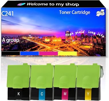 C241 C241XK0 C241XC0 C241XM0 C241XY0 Toner Cartridge High Production Compatible for Lexmark C2325 C2325dw C2425 C2425dw C2535 C2535dw MC2325 MC2325adw MC2425 MC2425adw MC2535 Printers Multicolor