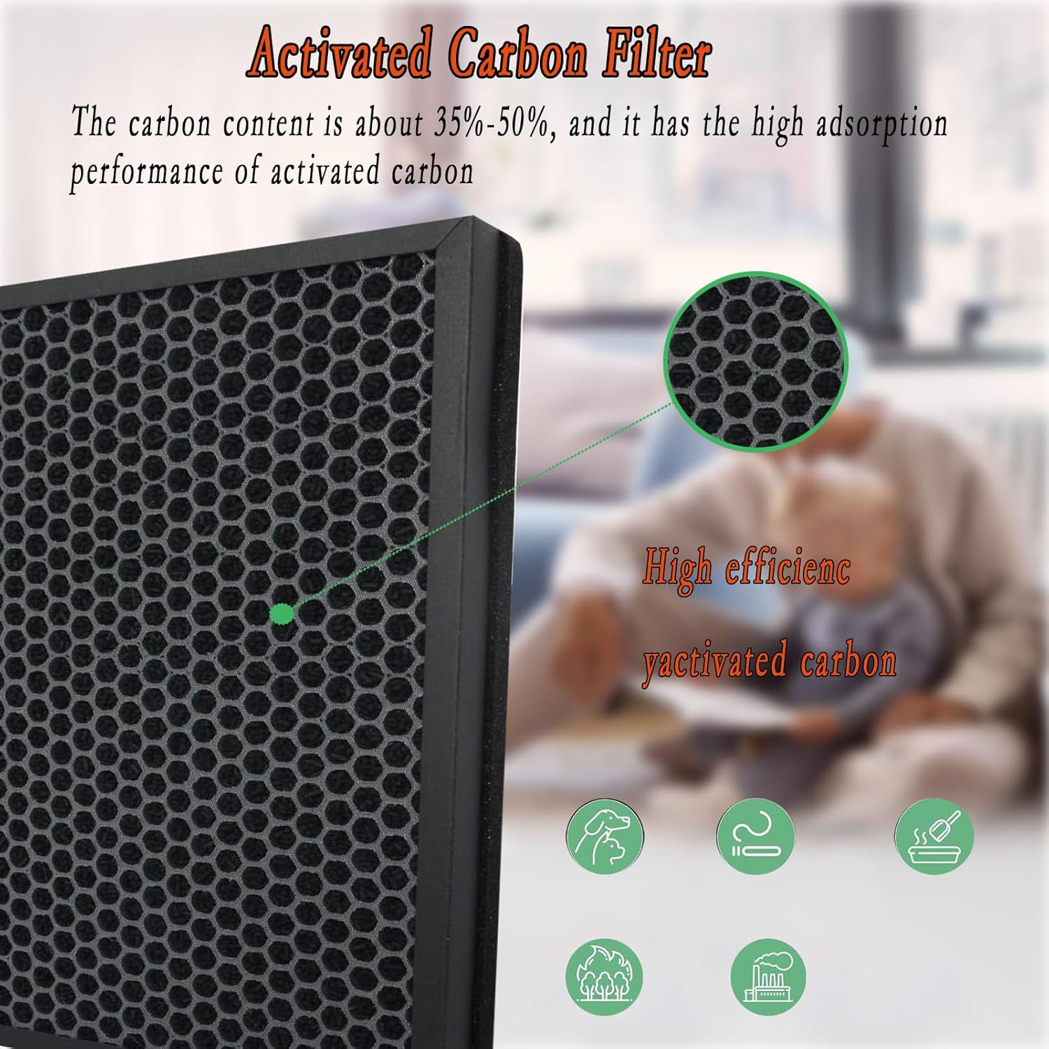 H04 Replacement Filter for HIMOX H04 Air Purifier | 2-in-1 High-efficiency Filtration 2 Pack H13 with Activated Filter - Image 5