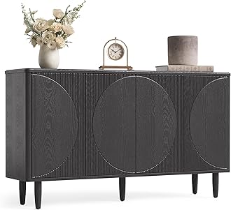 LITTLE TREE 59-Inch Buffet Cabinet Sideboard with Storage, Modern Sideboard Buffet Table with Doors for Living Room, Dining Room
